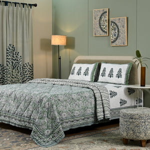Hanami Reversible Hand Block Printed Cotton Quilt