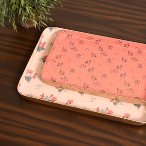 Floral Harmony  Set of Two Aluminium Trays