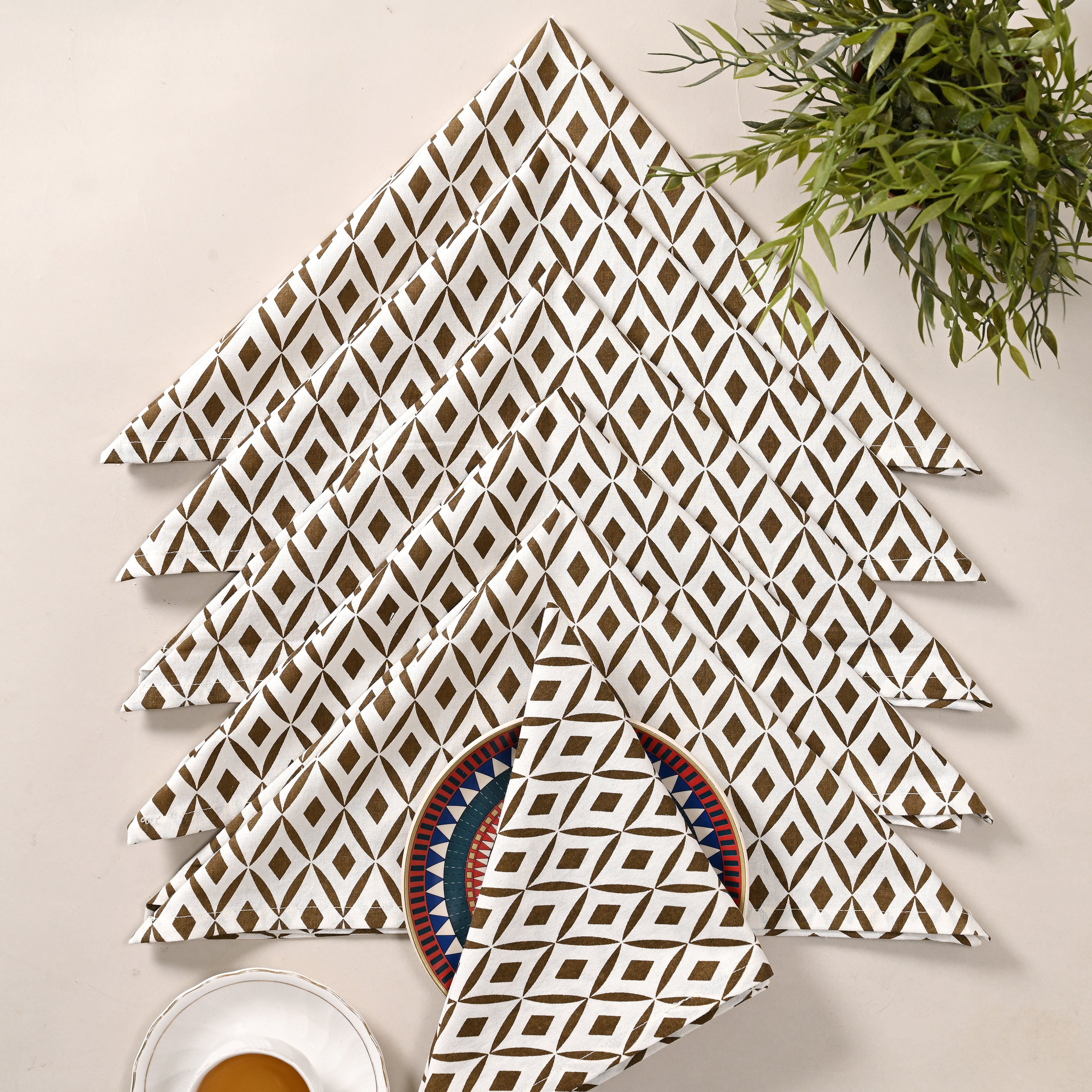 Terra Rhombus Block Printed Napkin