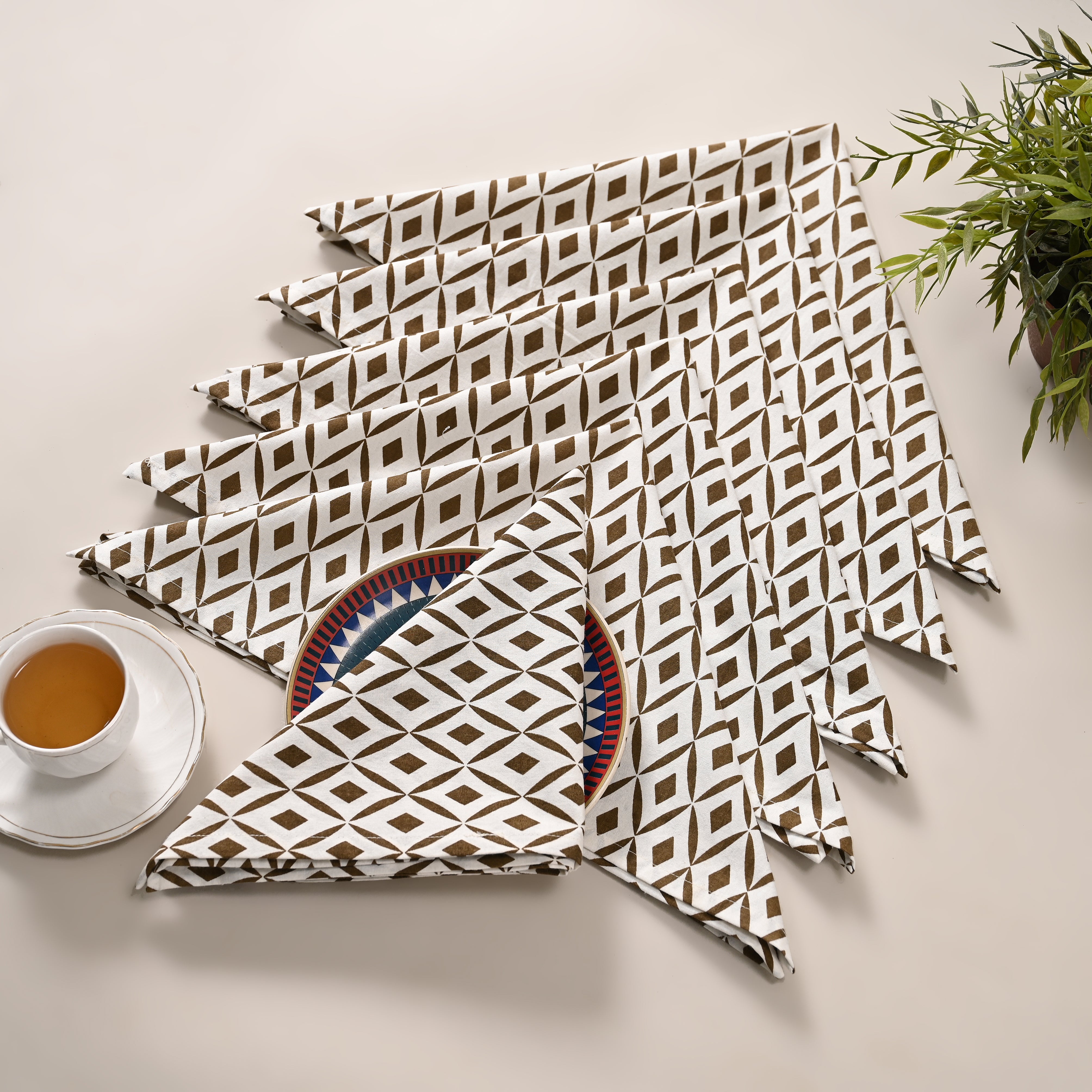 Terra Rhombus Block Printed Napkin