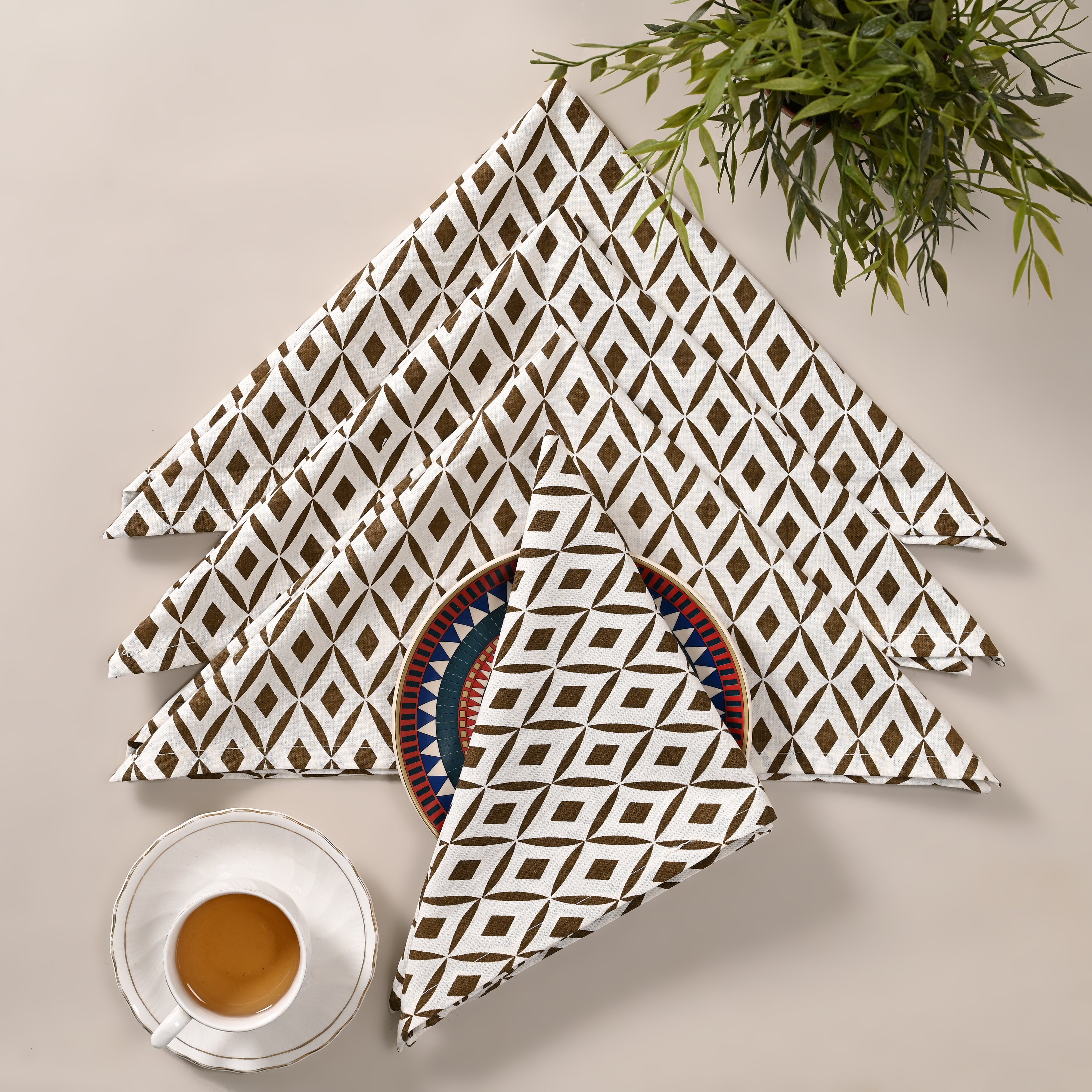 Terra Rhombus Block Printed Napkin