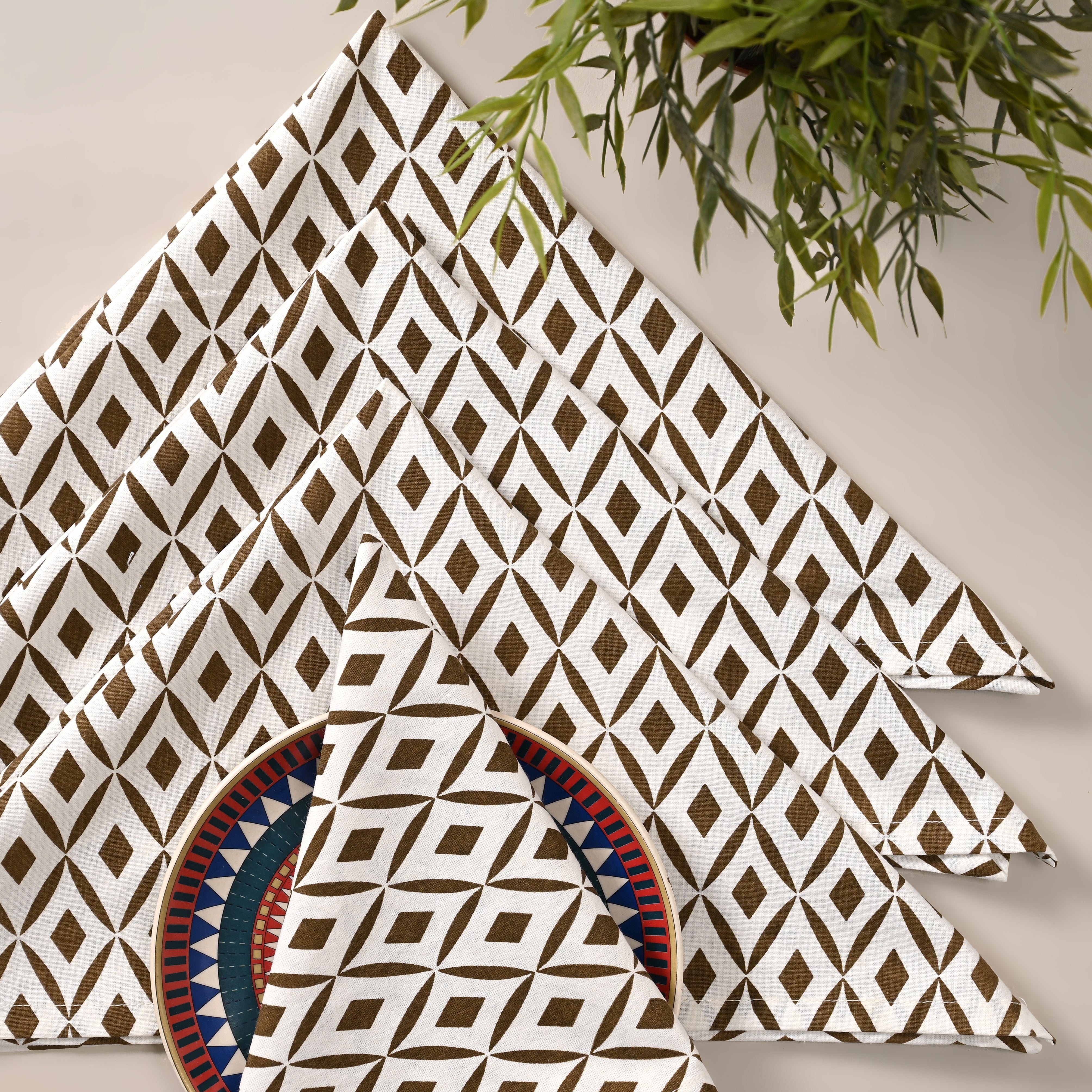 Terra Rhombus Block Printed Napkin