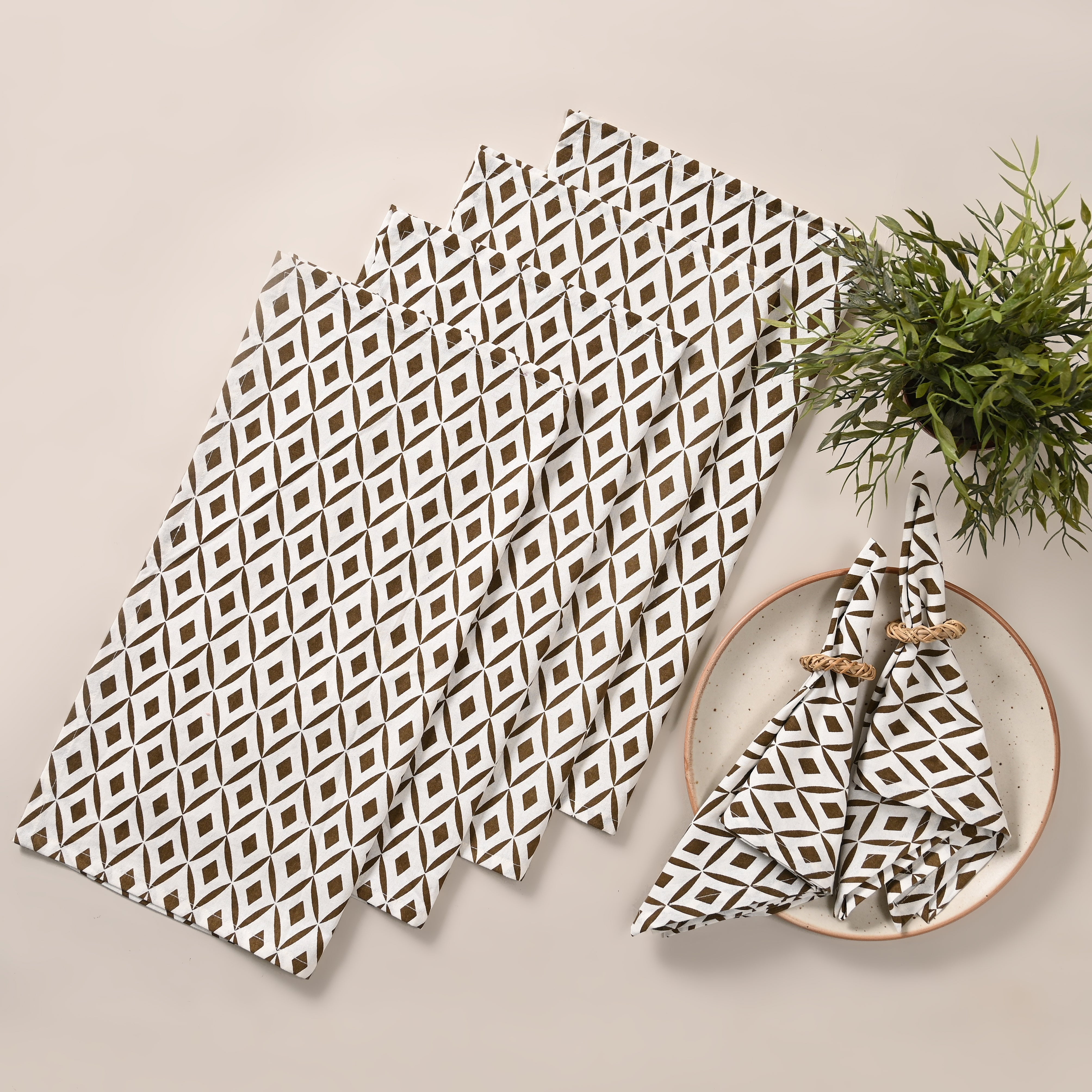 Terra Rhombus Block Printed Napkin