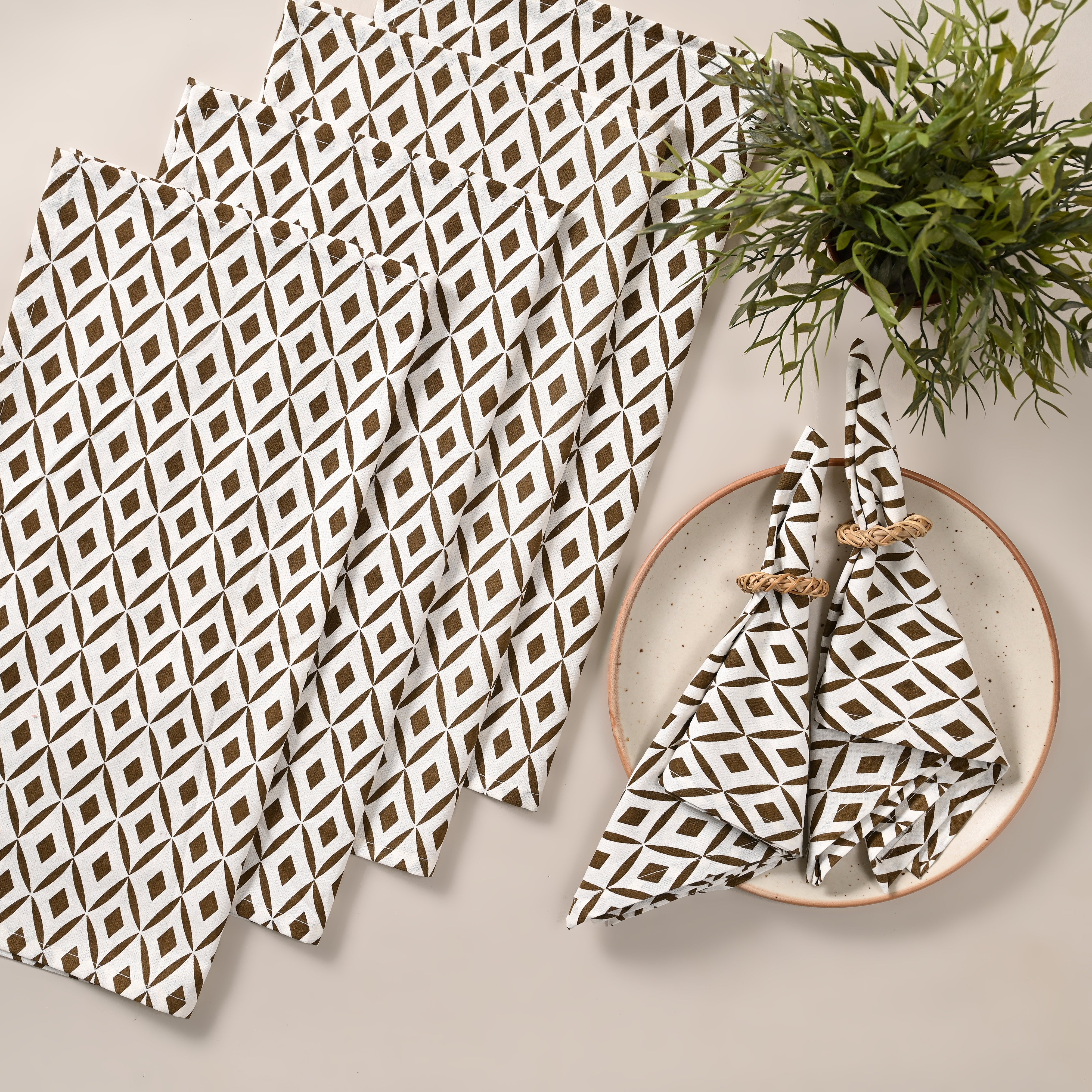 Terra Rhombus Block Printed Napkin