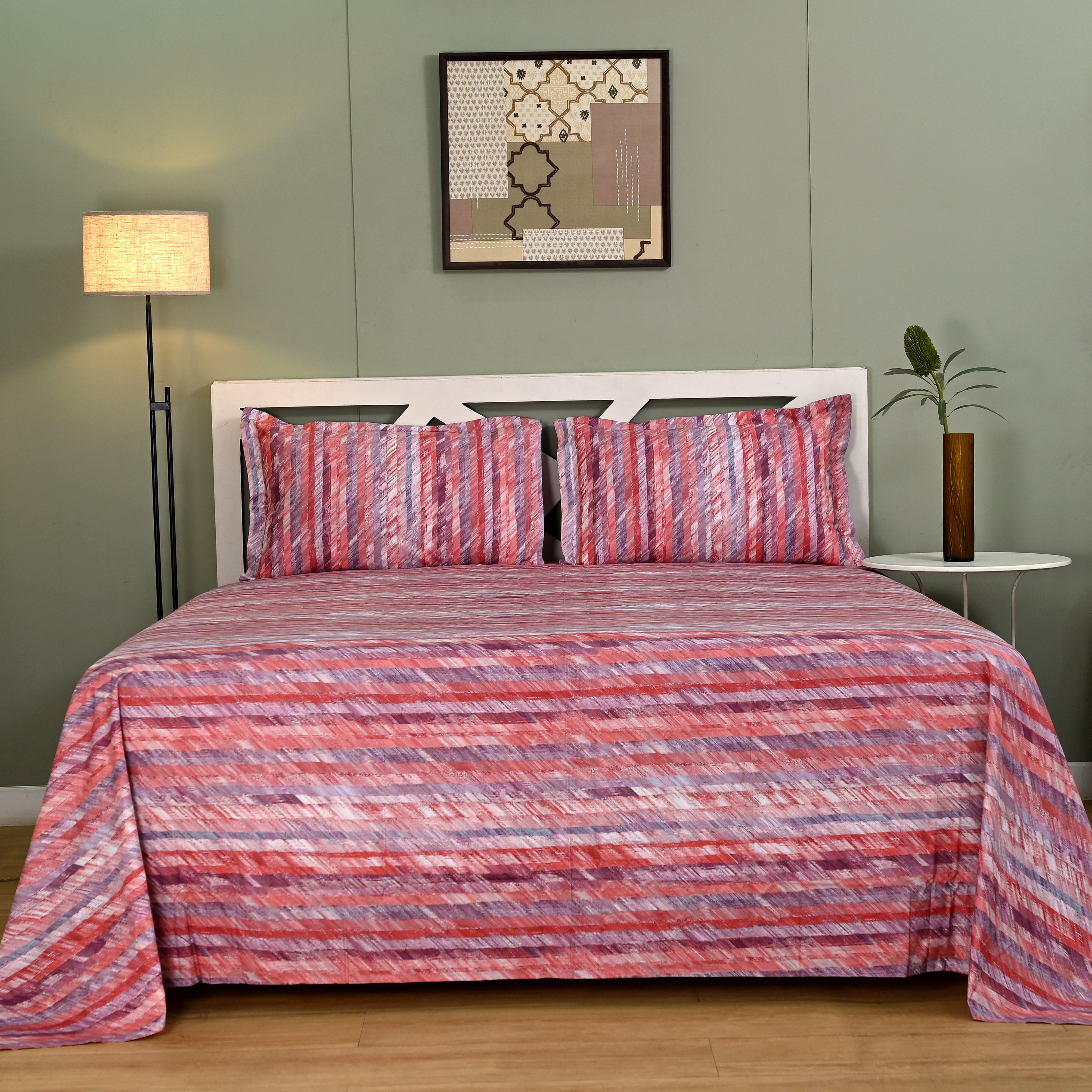 Kaleida - Blush | 300 TC Percale King Size Bed Sheet Set