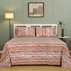 Kaleida - Peach | 300 TC Percale King Size Bed Sheet Set