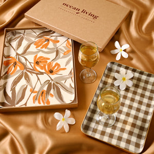 Patterned Oasis  Set of Two Aluminium Trays