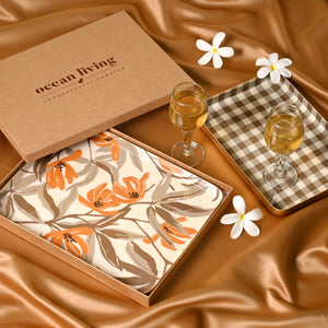 Patterned Oasis  Set of Two Aluminium Trays