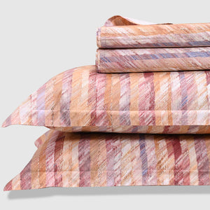 Kaleida - Peach | 300 TC Percale King Size Bed Sheet Set