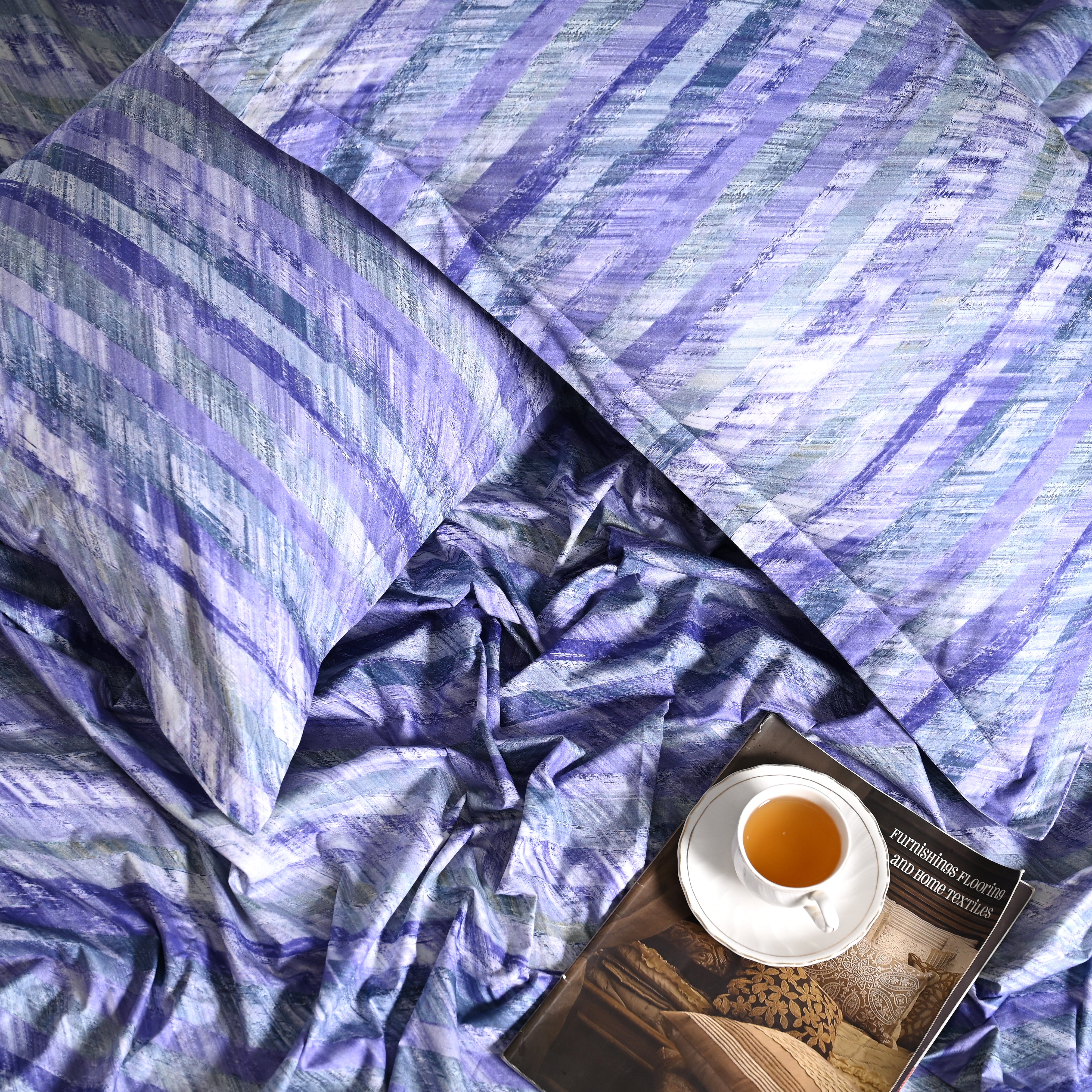 Kaleida - Violet | 300 TC Percale King Size Bed Sheet Set