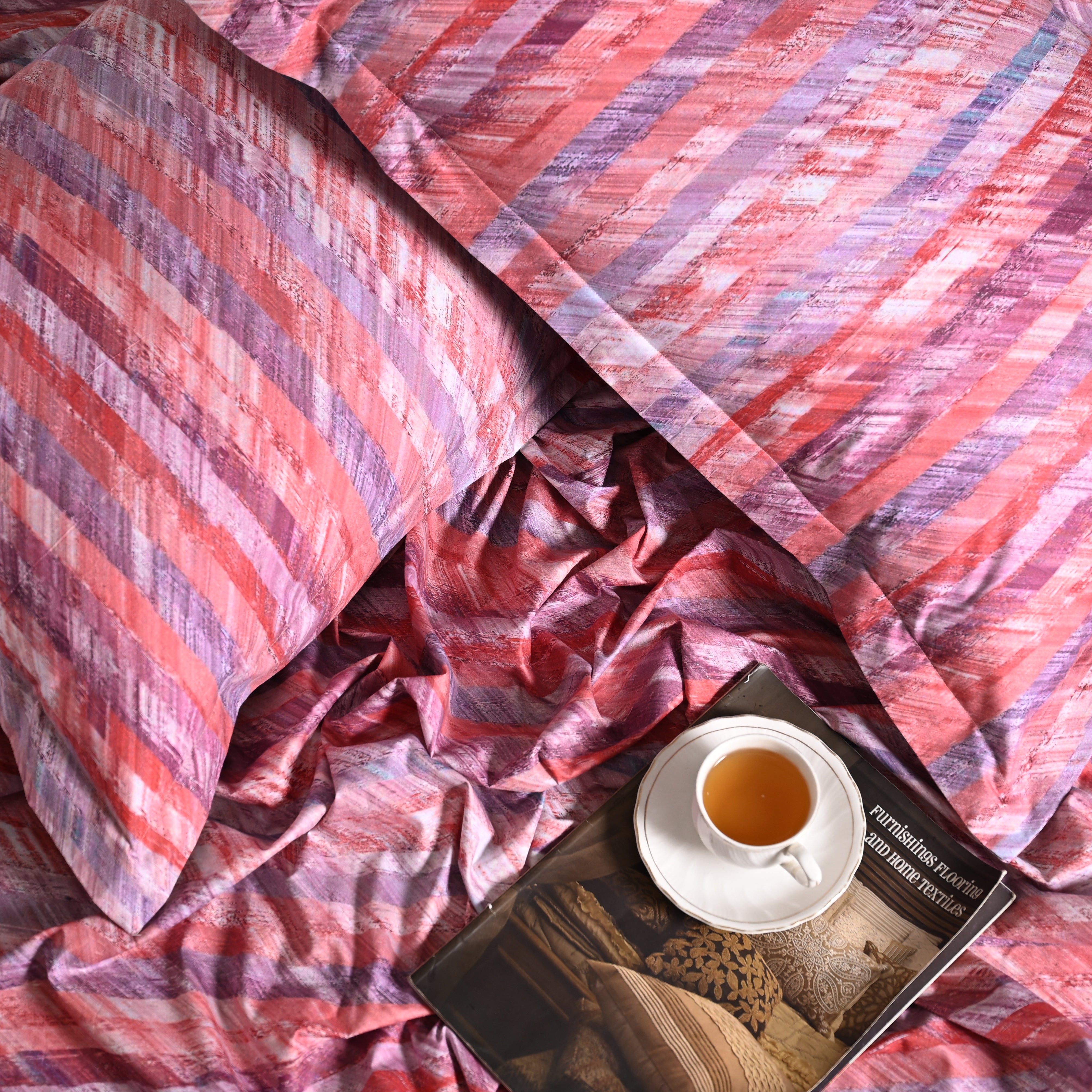 Kaleida - Blush | 300 TC Percale King Size Bed Sheet Set