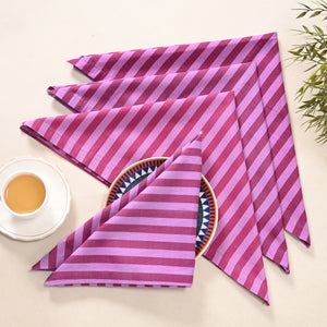 Berry Bliss Stripe Cotton Napkins – Pink &amp; Magenta | Set of 4 & 8 | 18 × 18 Inches