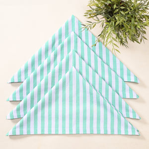 Coastal Mint Stripe Cotton Napkins – Mint Green | Set of 4 & 8 | 18 × 18 Inches
