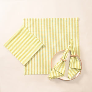 Sunshine Stripe Cotton Table Napkins – Yellow | Set of 4 & 8 | 18 × 18 Inches