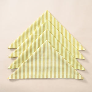 Sunshine Stripe Cotton Table Napkins – Yellow | Set of 4 & 8 | 18 × 18 Inches