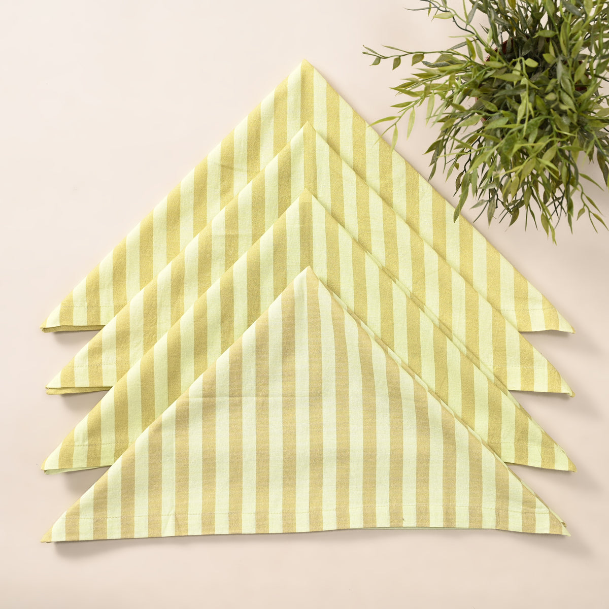 Sunshine Stripe Cotton Table Napkins – Yellow | Set of 4 & 8 | 18 × 18 Inches