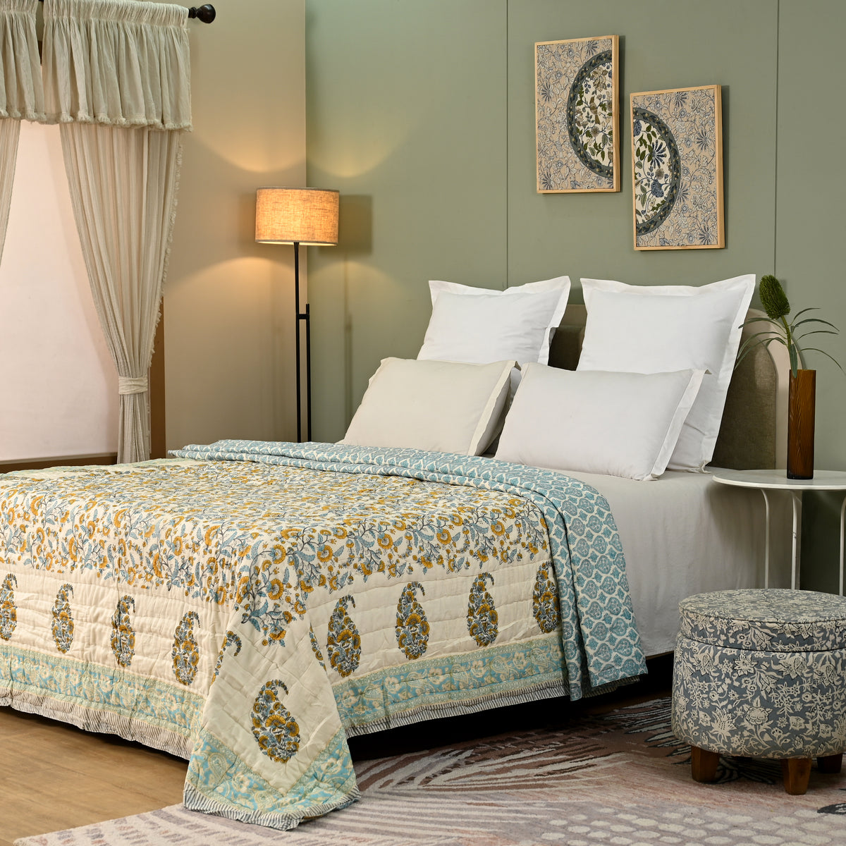 Sadabahaar – Premium Jaipuri Hand Block Printed Quilt