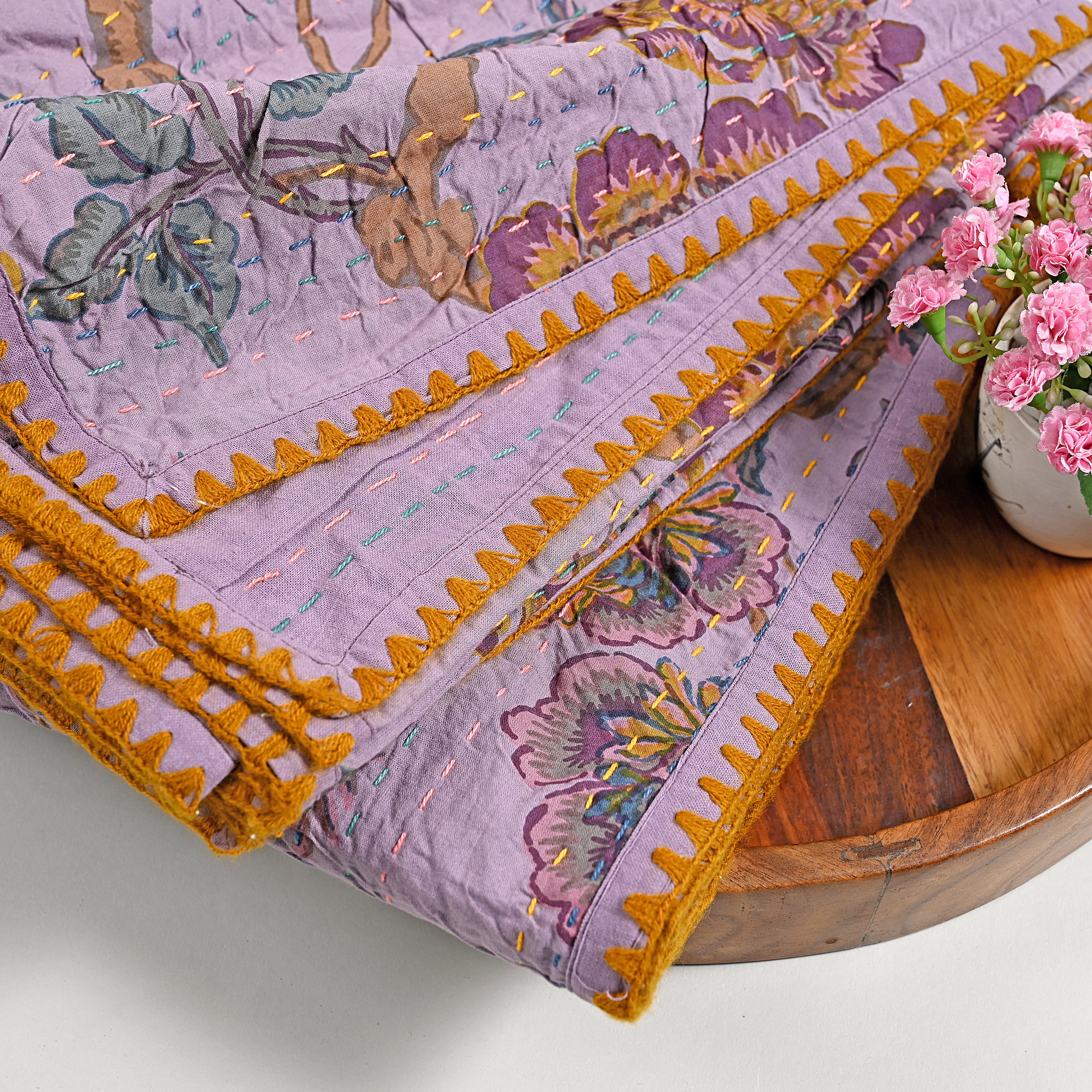 Gracious Hand Stitched Kantha Gudari/ Bed Cover