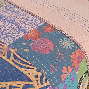 One of a kind Upcycled Applique Bed Cover