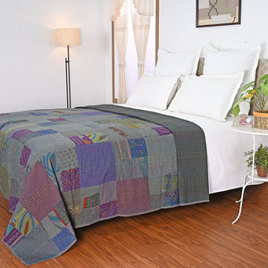 One of a kind Upcycled Applique Bed Cover 2