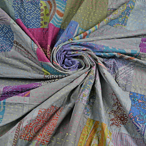 One of a kind Upcycled Applique Bed Cover 2