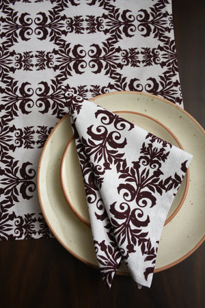 Indo Brocade Napkin 6 Pc Set (Magenta)