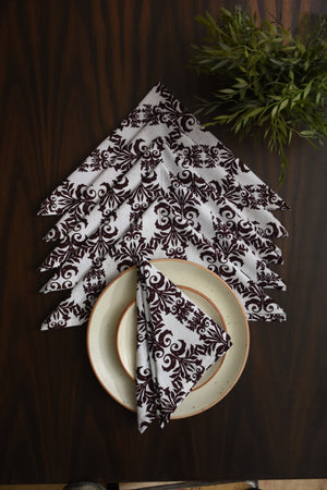 Indo Brocade Napkin 6 Pc Set (Magenta)
