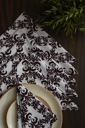 Indo Brocade Napkin 6 Pc Set (Magenta)