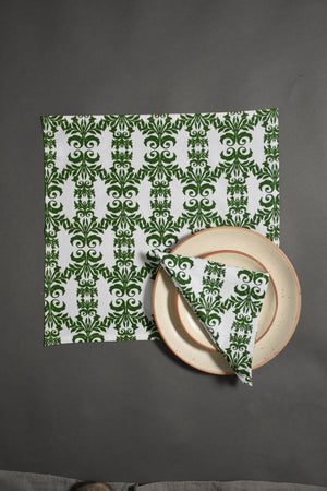 Indo Brocade Napkin 6 Pc Set (Green)