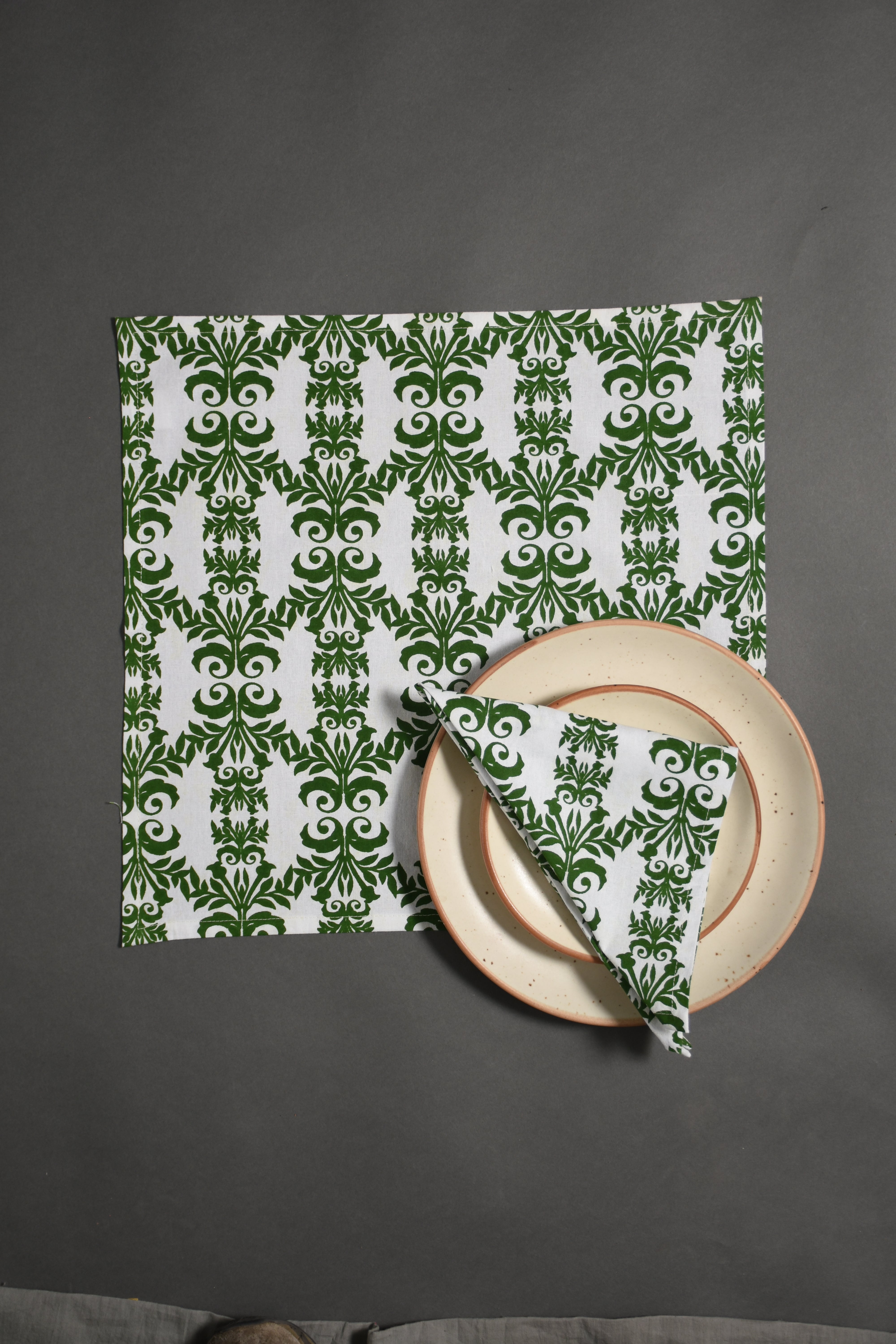 Indo Brocade Napkin 6 Pc Set (Green)