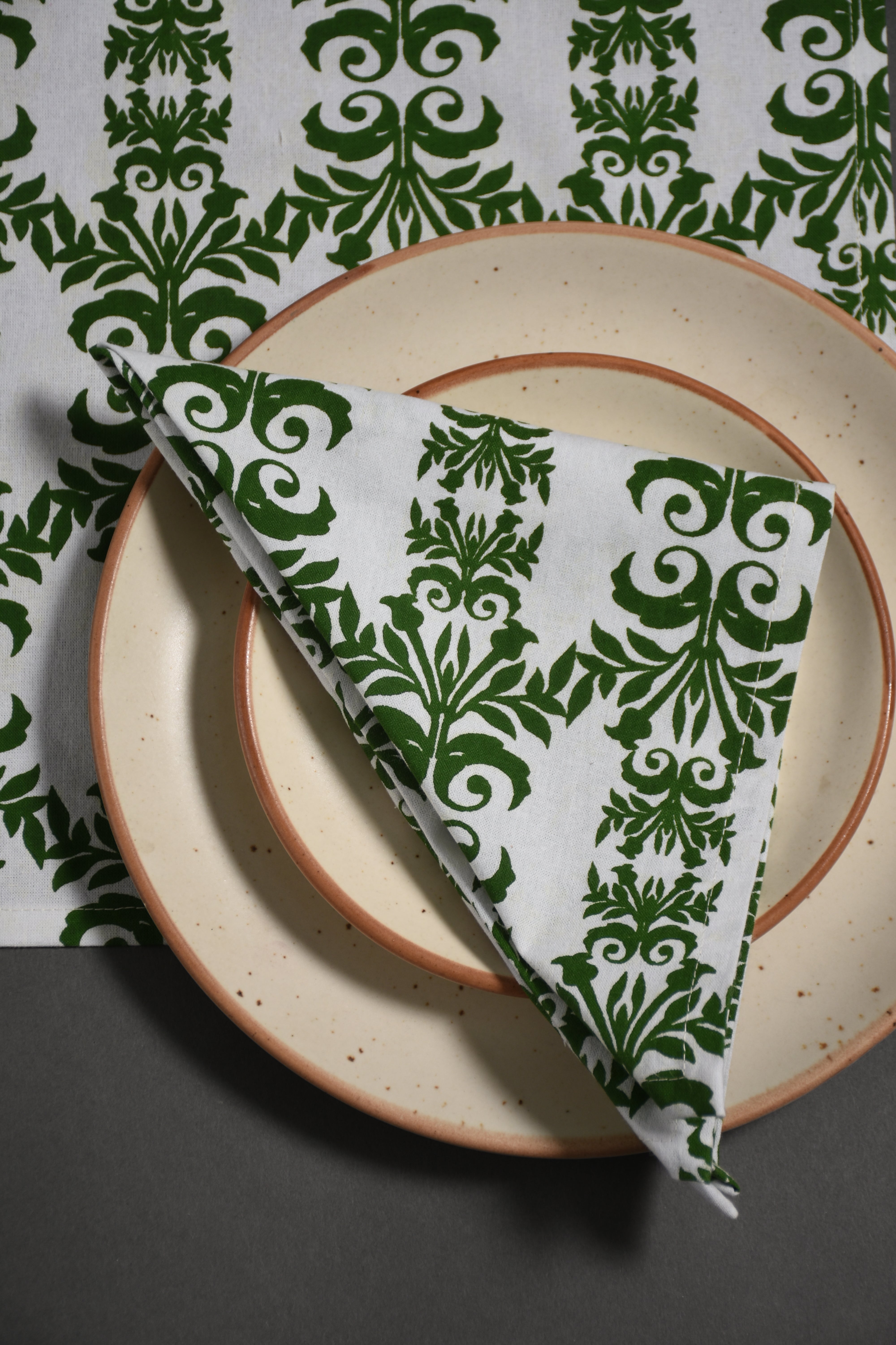 Indo Brocade Napkin 6 Pc Set (Green)