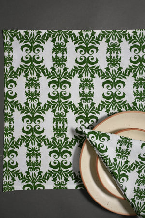 Indo Brocade Napkin 6 Pc Set (Green)