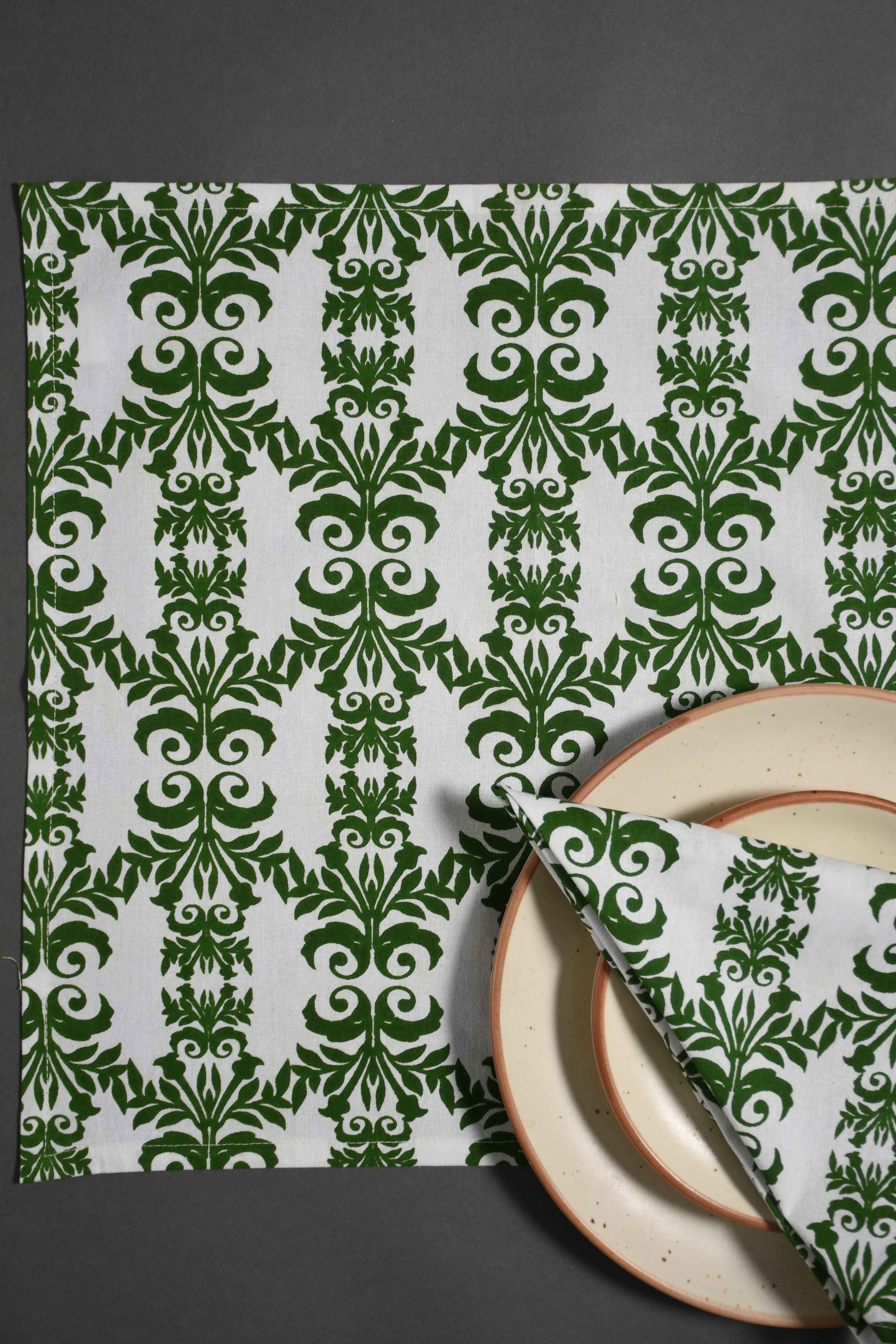 Indo Brocade Napkin 6 Pc Set (Green)