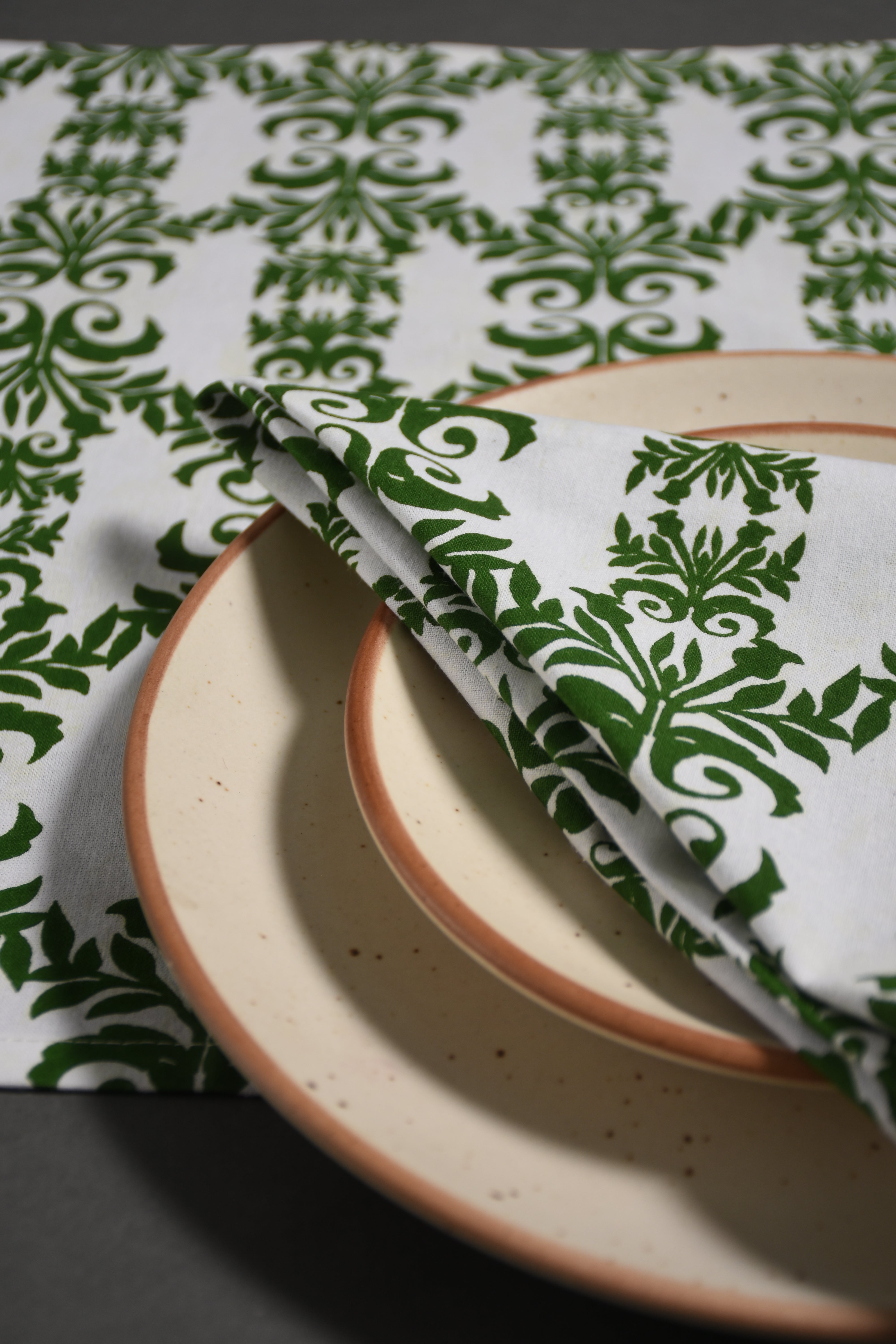 Indo Brocade Napkin 6 Pc Set (Green)