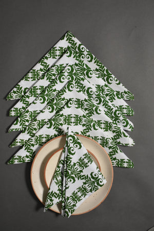 Indo Brocade Napkin 6 Pc Set (Green)
