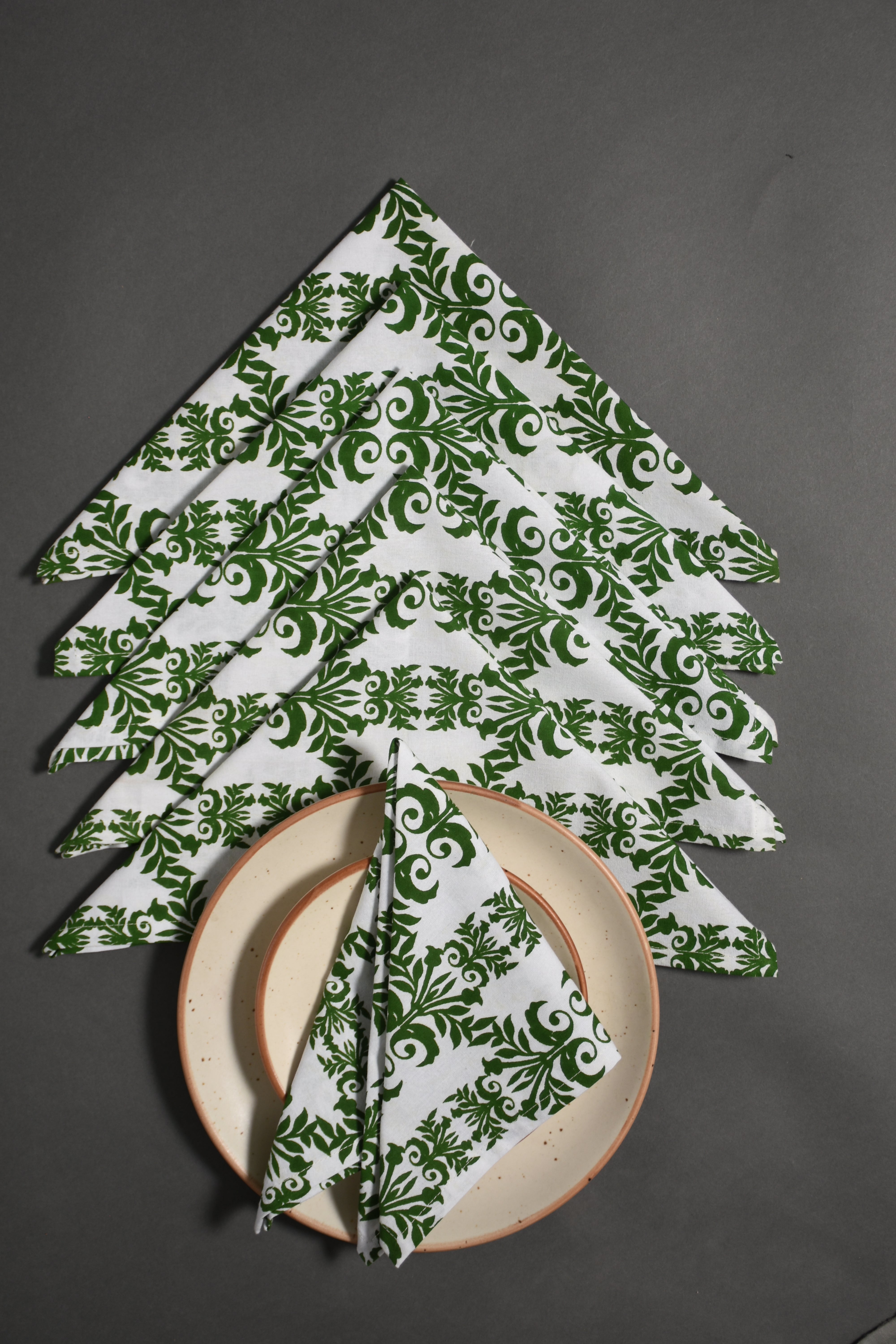 Indo Brocade Napkin 6 Pc Set (Green)
