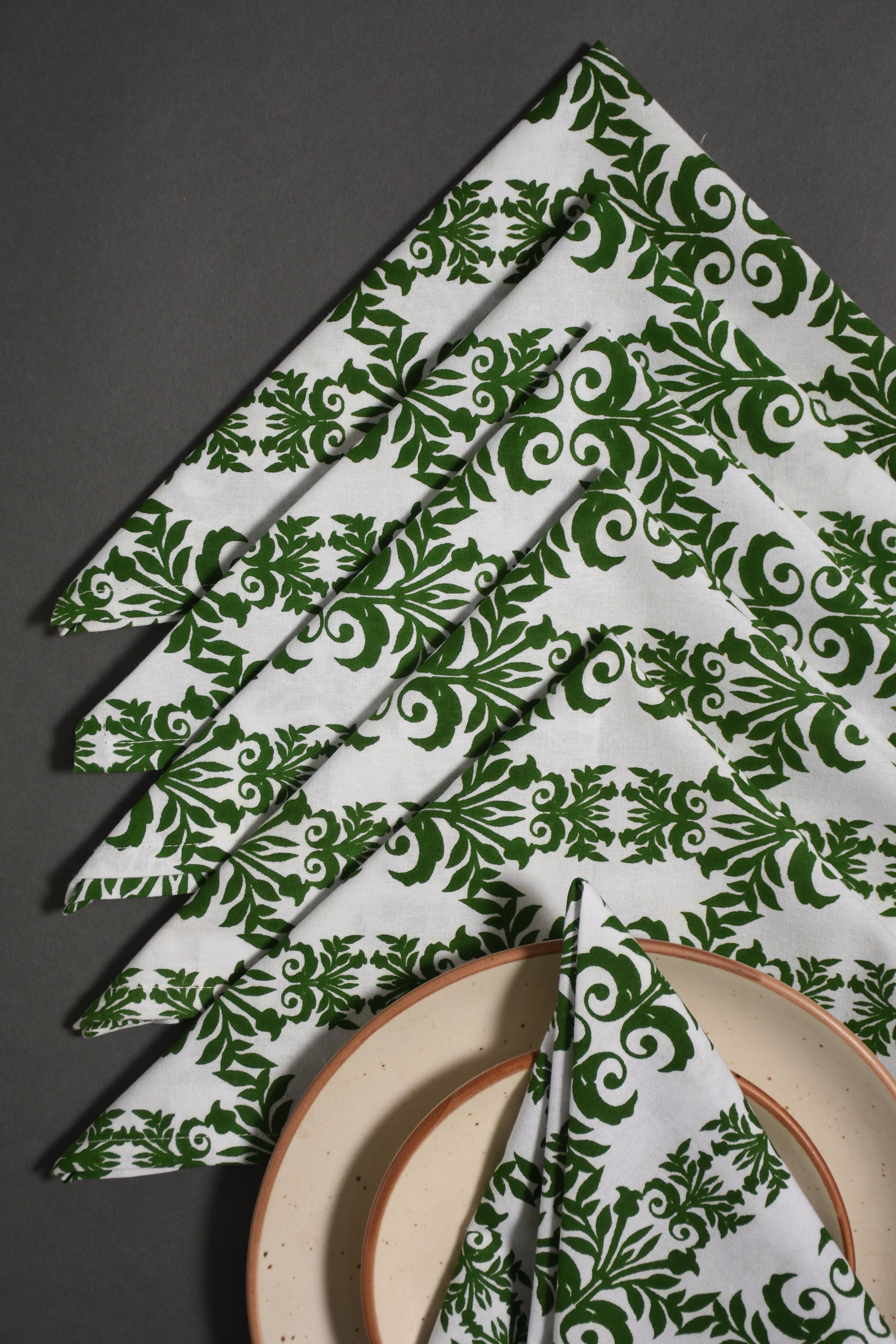 Indo Brocade Napkin 6 Pc Set (Green)