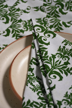 Indo Brocade Napkin 6 Pc Set (Green)