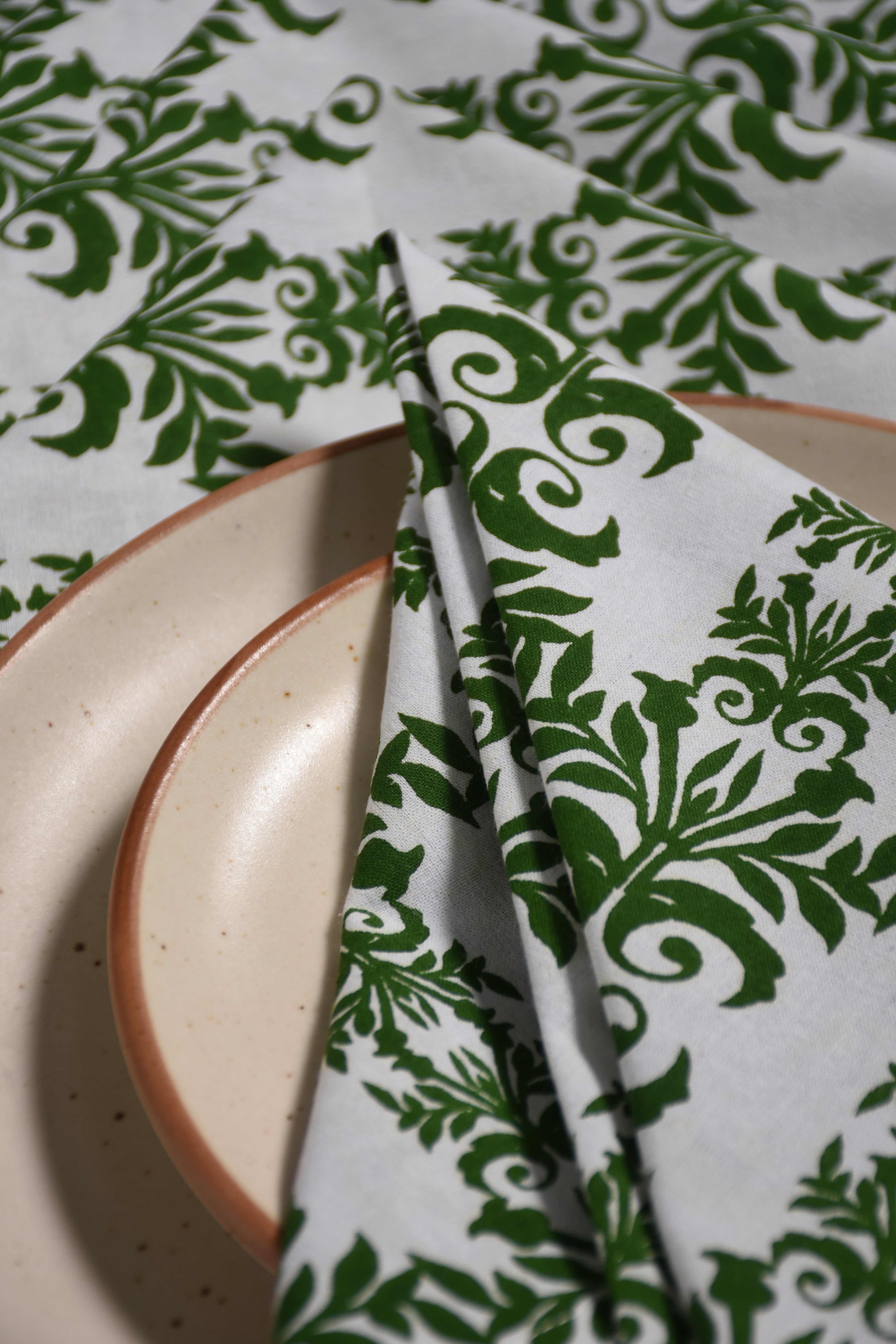 Indo Brocade Napkin 6 Pc Set (Green)
