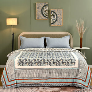 Ketki Hand Block Printed Reversible Quilt