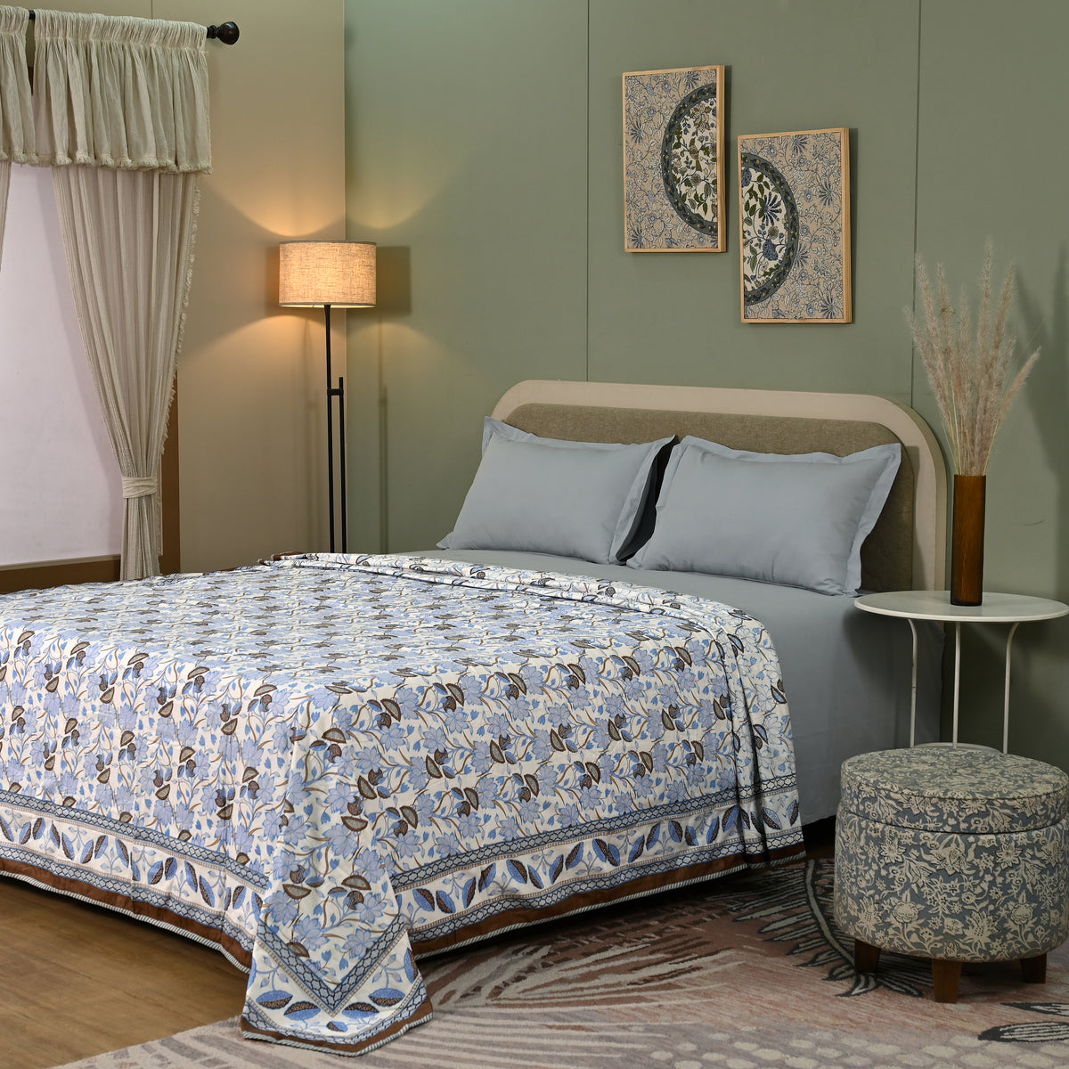 Lotus Garden Printed Lightweight Dohar