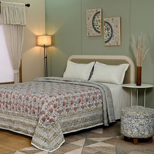 Kusumm Block Printed Reversible Quilt
