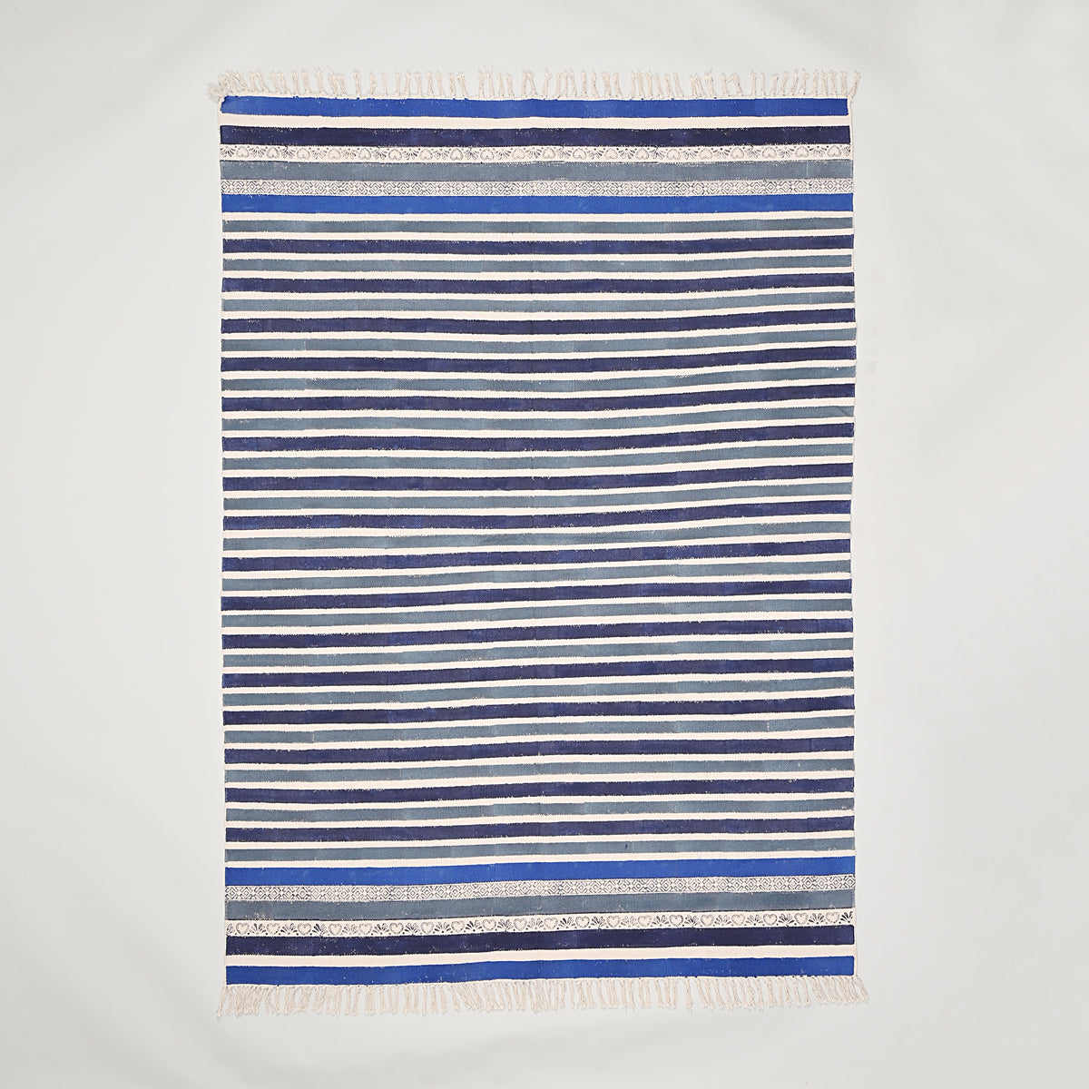 Markered Rug Bold Striped Block Printed Area Rug