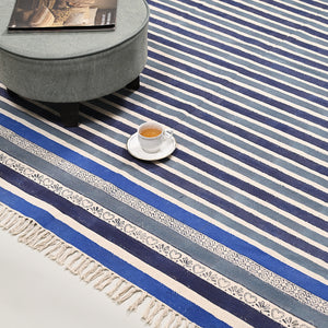 Bold Striped Block Printed Area Rug