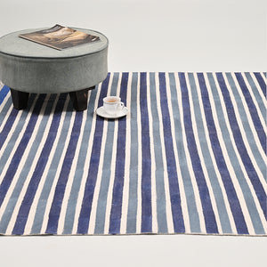 Bold Striped Block Printed Area Rug