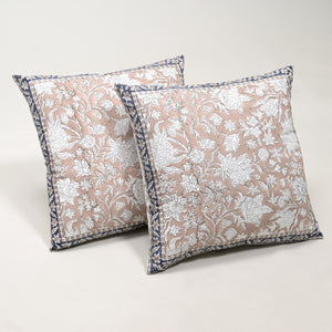 Florence Block Printed Cushion Cover, Set of 2