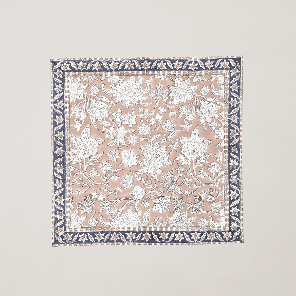 Flo Block Printed Napkin 6 Pc Set (Taupe)