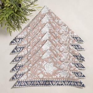 Flo Block Printed Napkin 6 Pc Set (Taupe)
