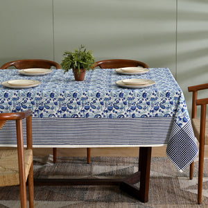 Anjuman Blue Block Printed Table Cover