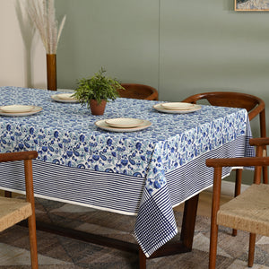 Anjuman Blue Block Printed Table Cover